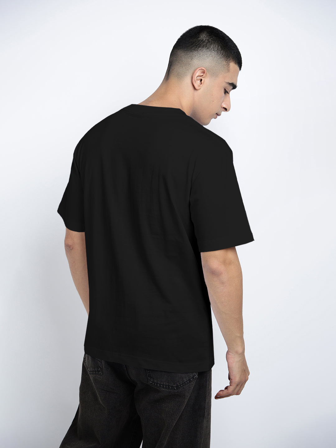 Men's Graphic Print Black Short Sleeves Round Neck Regular Fit T-Shirt