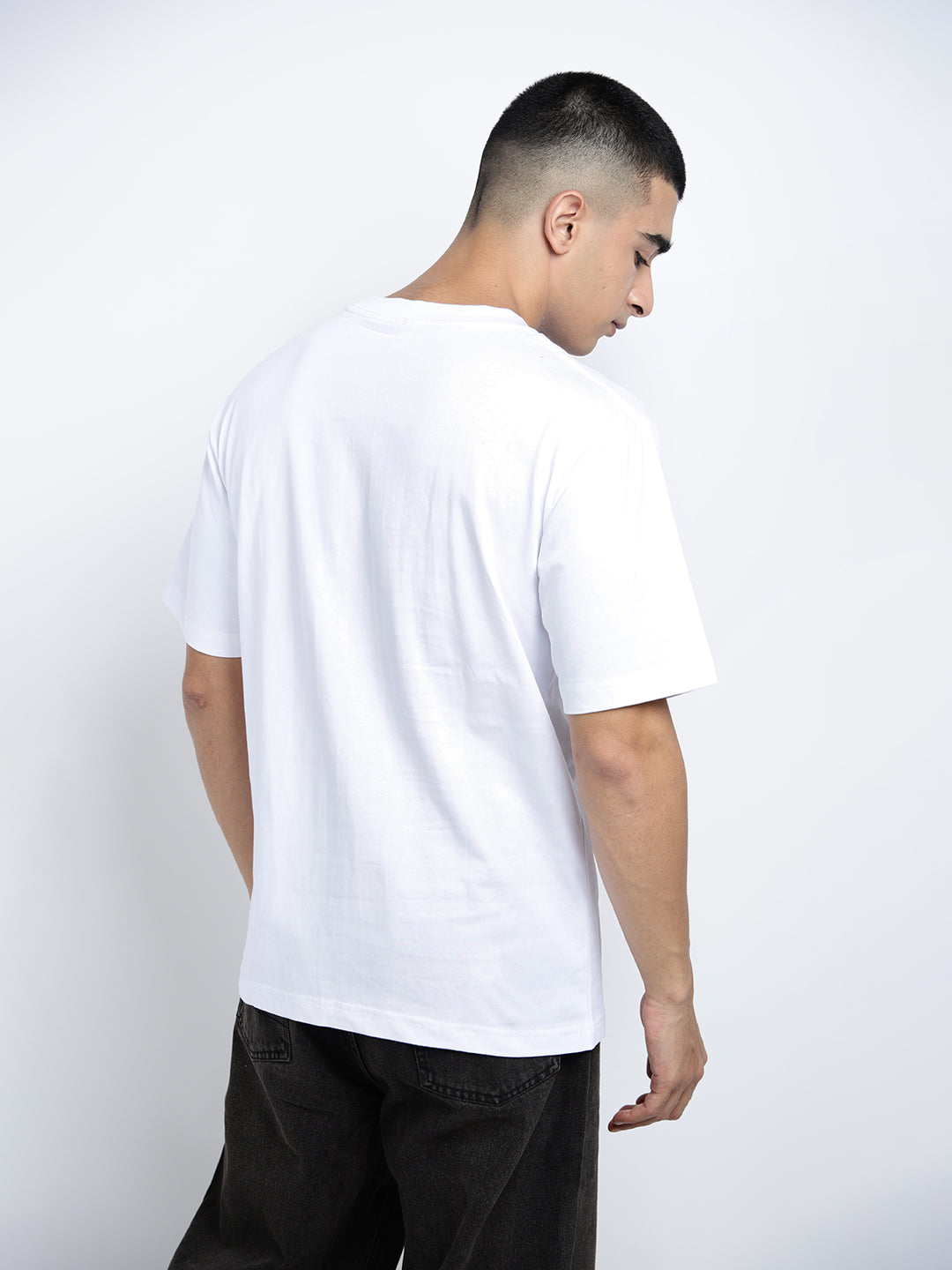 Men's Graphic Print White Short Sleeves Round Neck Regular Fit T-Shirt