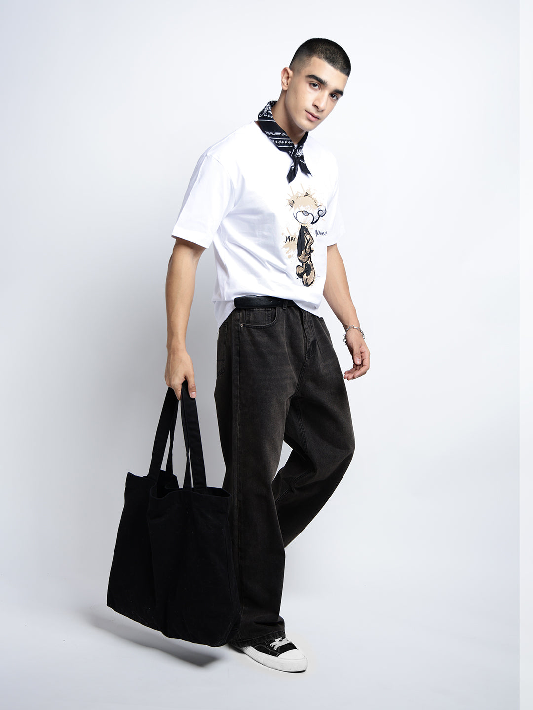 Men's Graphic Print White Short Sleeves Round Neck Regular Fit T-Shirt