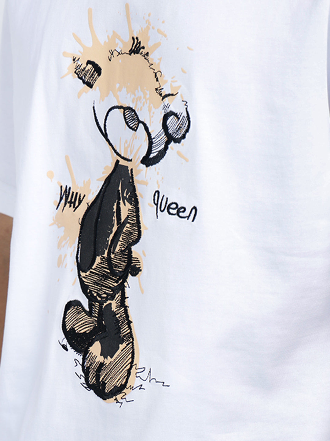 Men's Graphic Print White Short Sleeves Round Neck Regular Fit T-Shirt