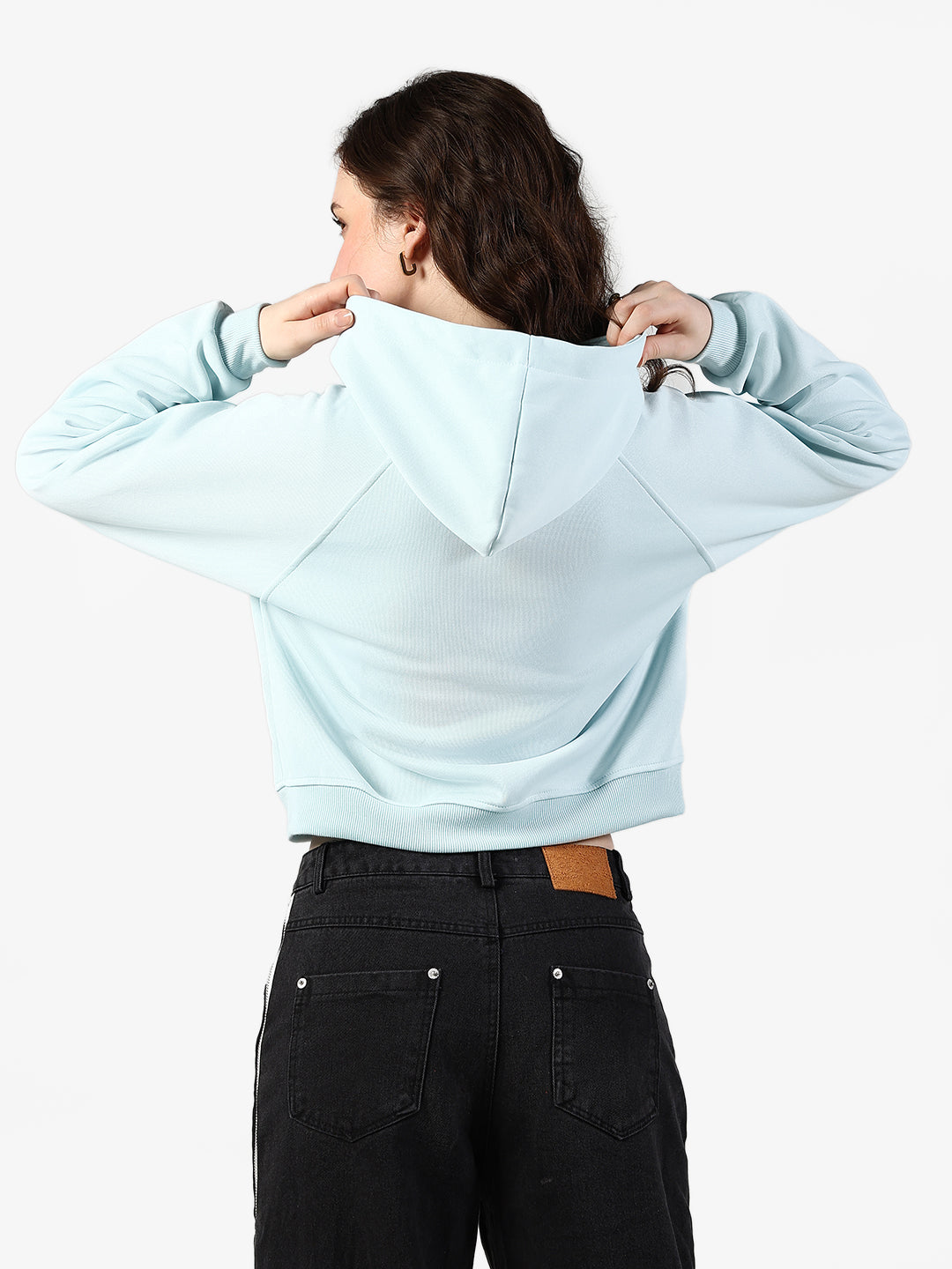 Women's Typography Blue Zip Up Hoodie