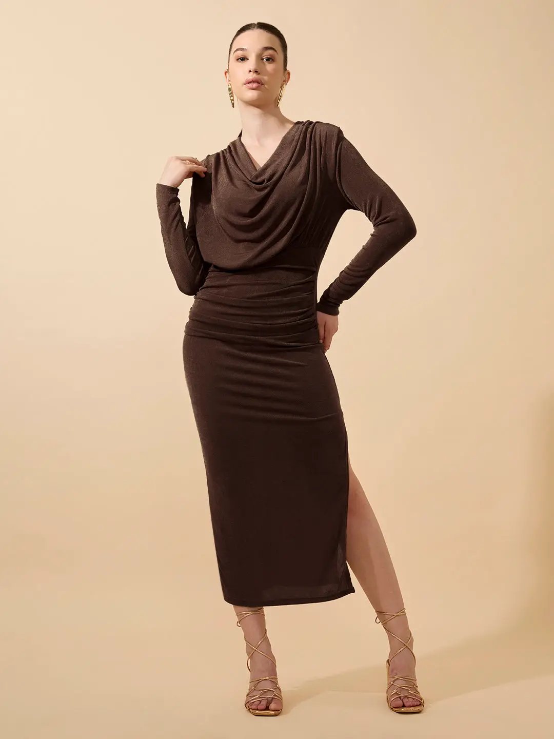 brown velvet bodycon dress Tarna