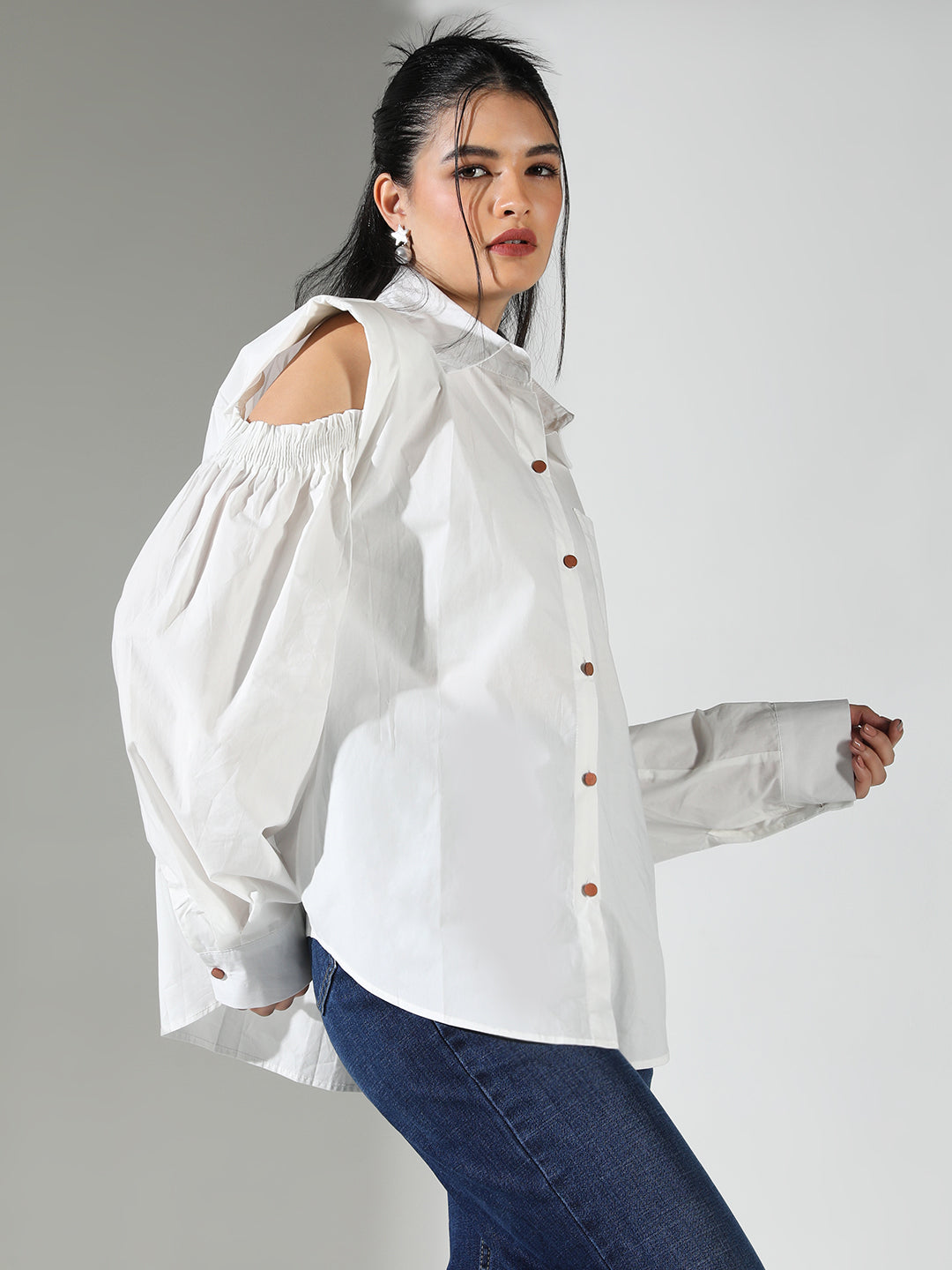 Women White Solid Shirt