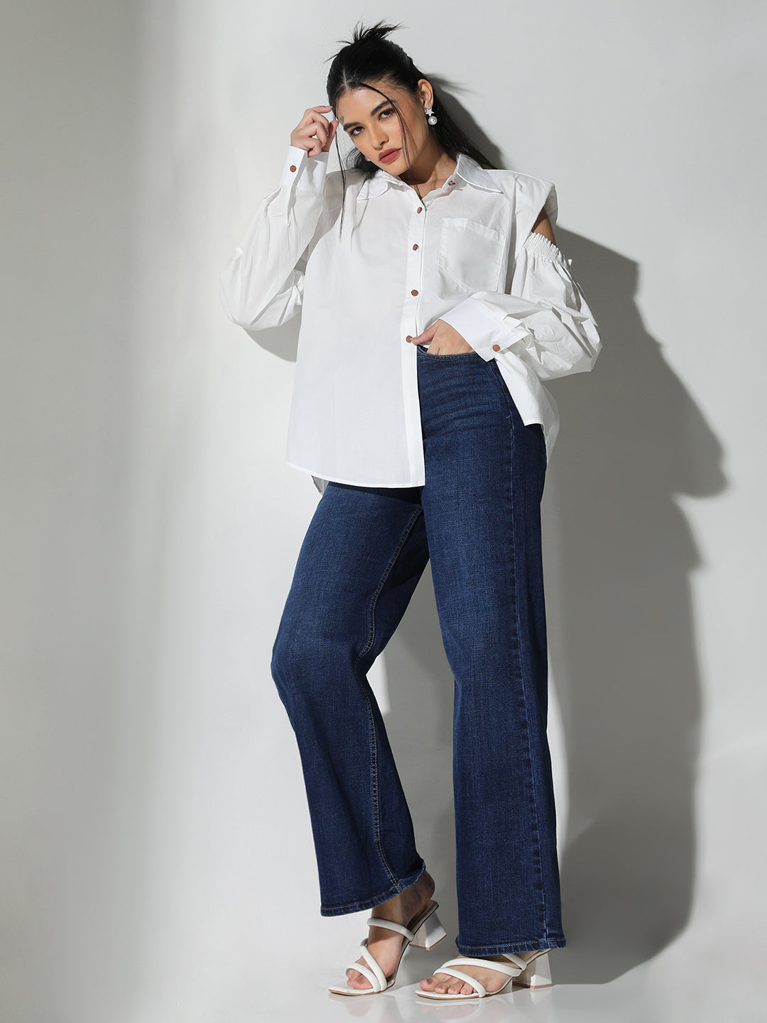 Women White Solid Shirt