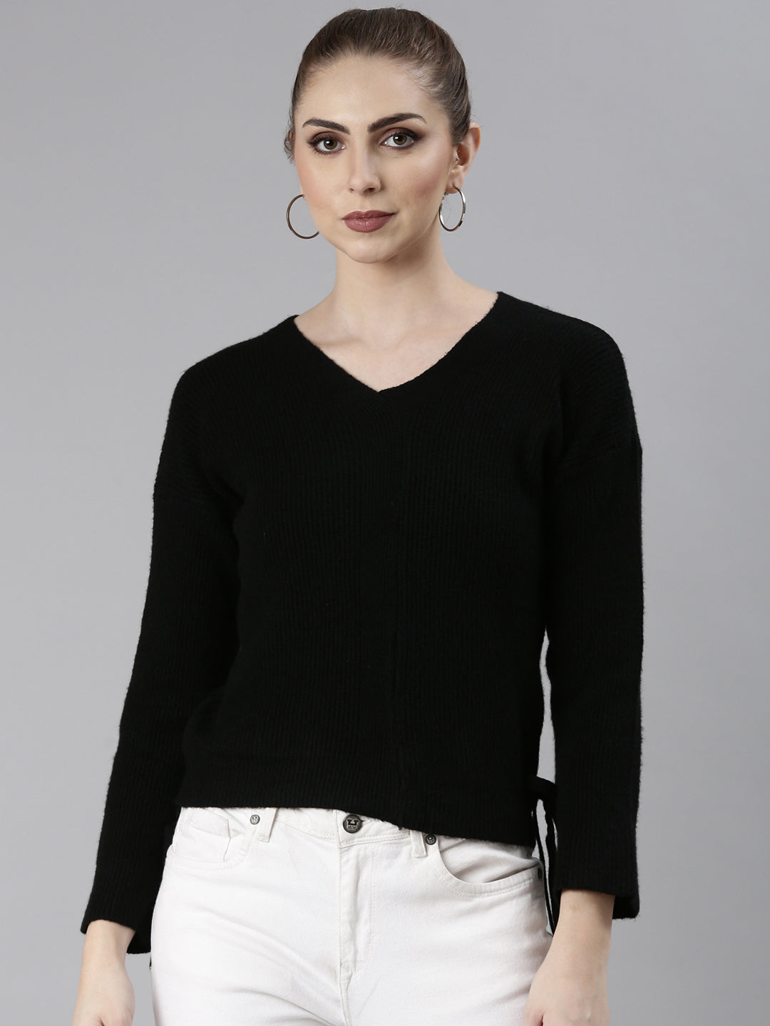 Women's Black Solid Regular Top