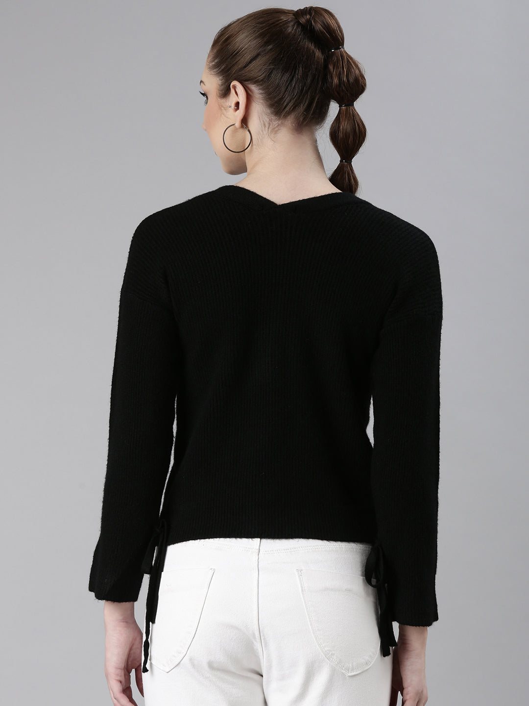 Women's Black Solid Regular Top