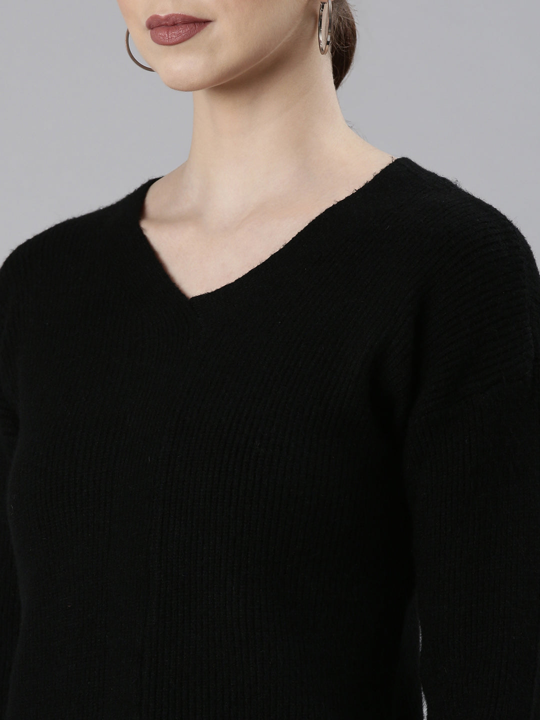 Women's Black Solid Regular Top