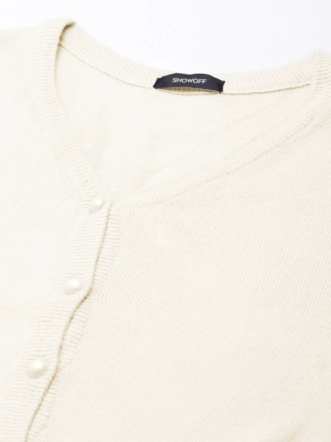 Women's Off White Button-Down V-Neck Cardigan Sweater - from SHOWOFFFF