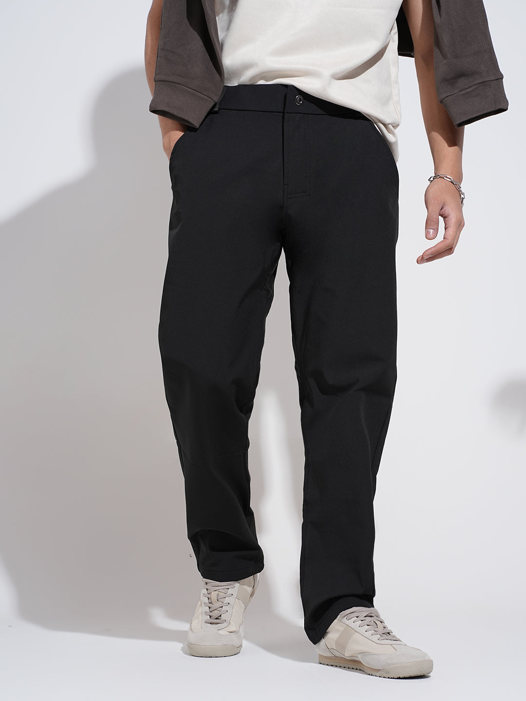 Men's Black Straight Fit Trousers