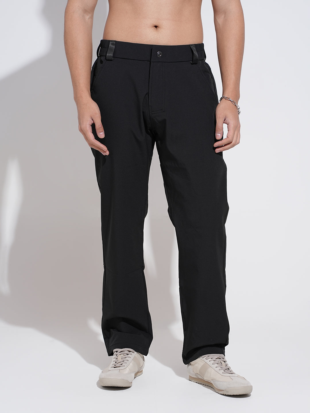 Men's Black Straight Fit Trousers