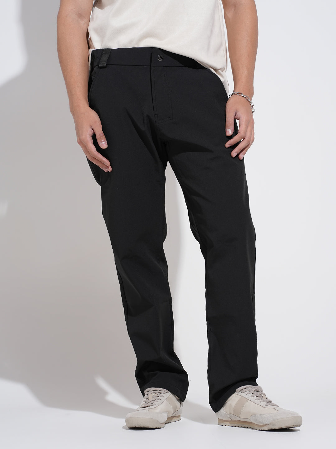 Men's Black Straight Fit Trousers
