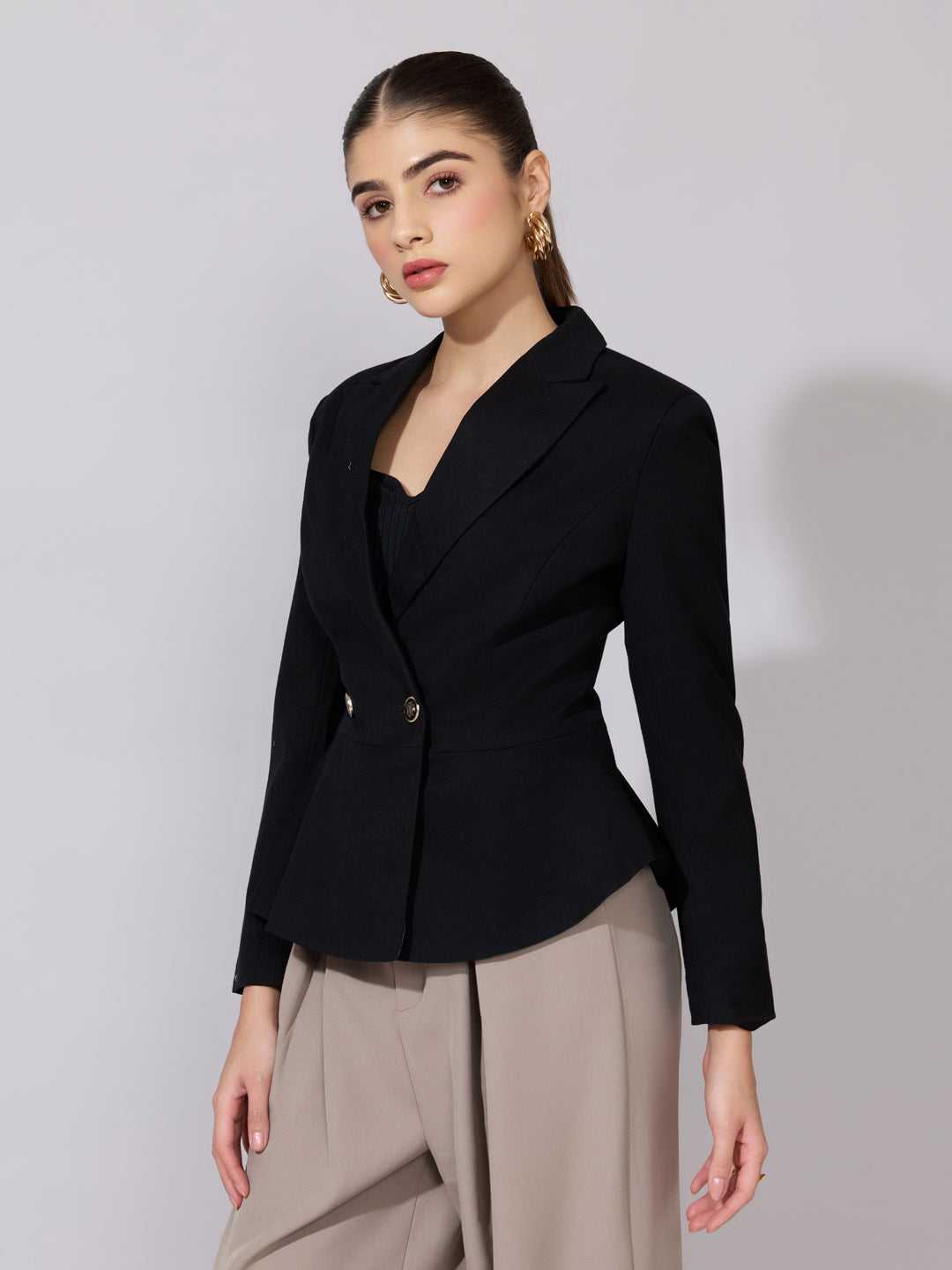 Women's Black Double Breasted Blazer