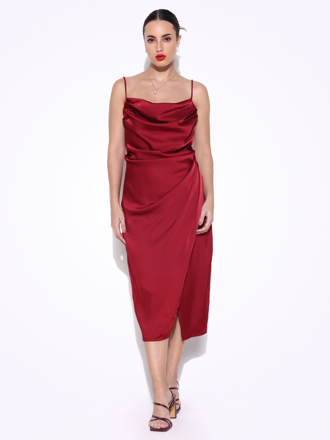 Women Solid Maroon Sheath Dress