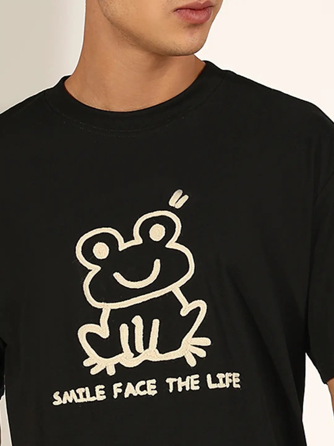 Men's Embroidered Black Relaxed T-Shirt - from SHOWOFFFF