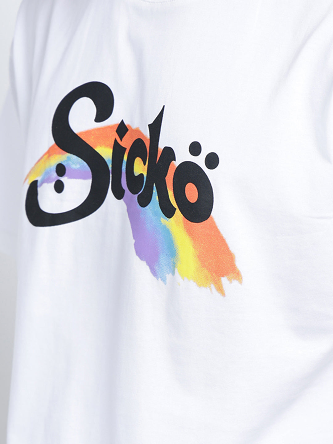 Men's Typography White Short Sleeves Round Neck Oversized T-Shirt