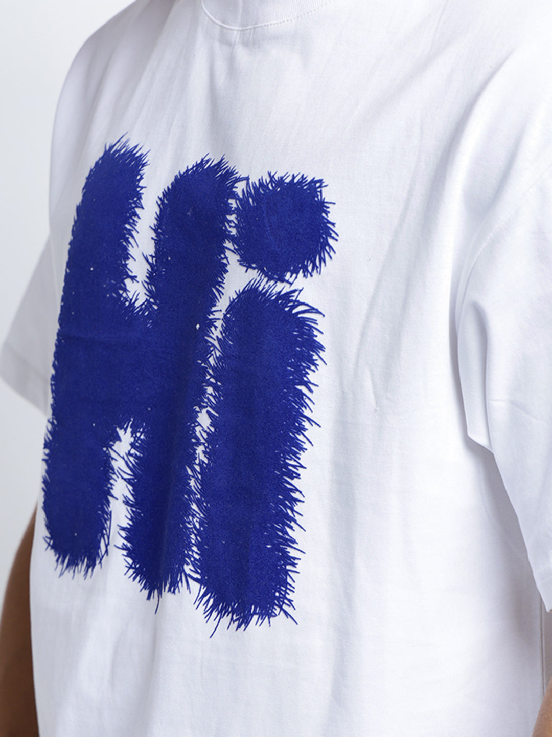 Men's Typography White Short Sleeves Round Neck Oversized T-Shirt