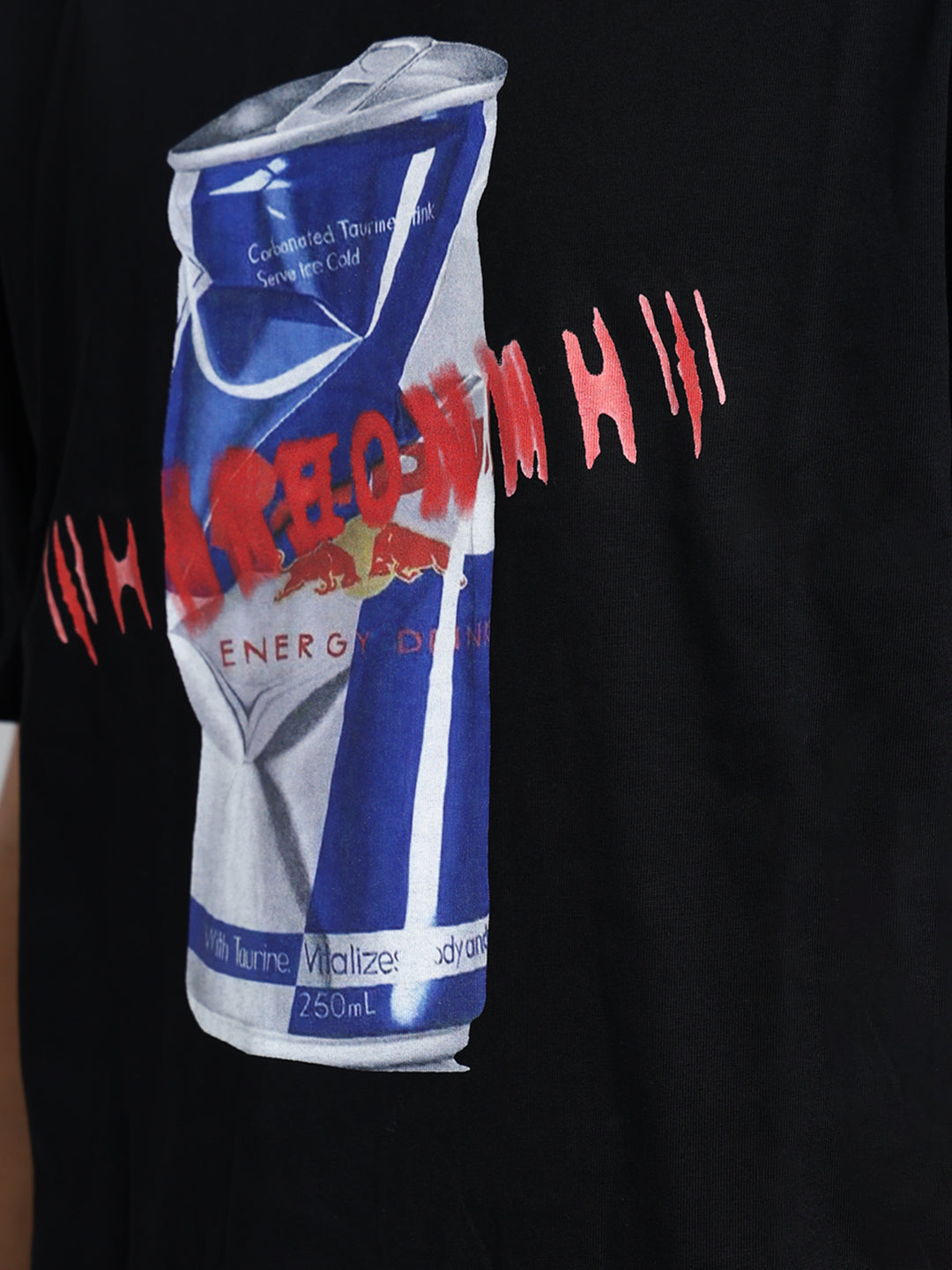 Men's Graphic Print Black Short Sleeves Round Neck Oversized T-Shirt