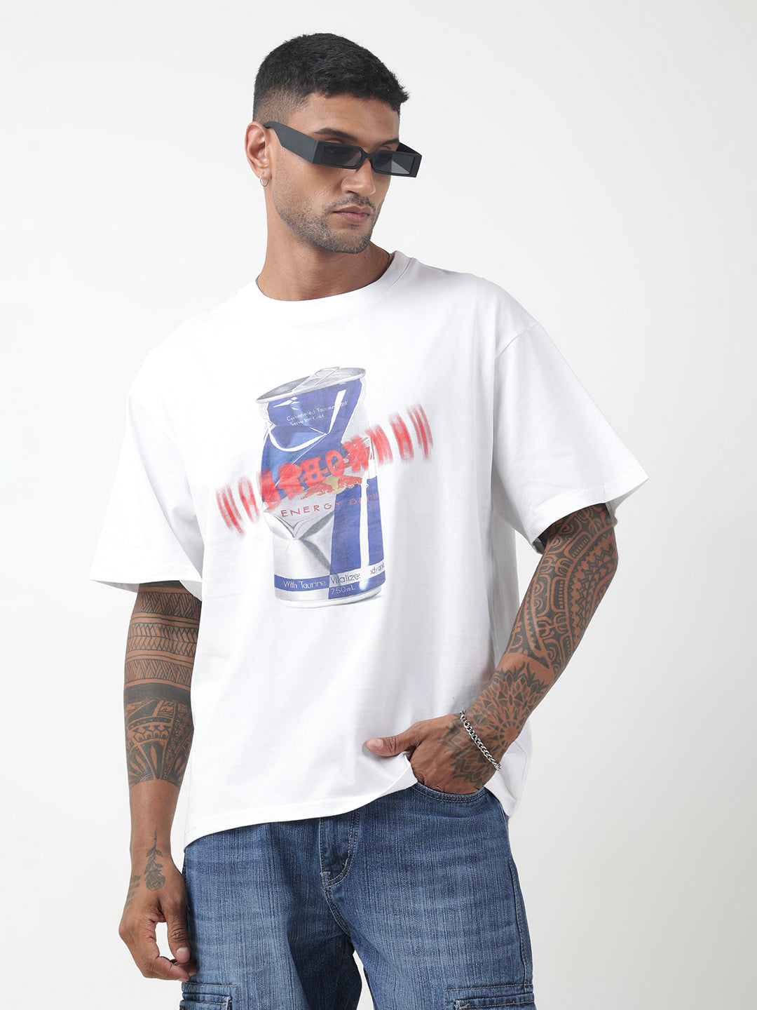 Men's Graphic Print White Oversized T-Shirt