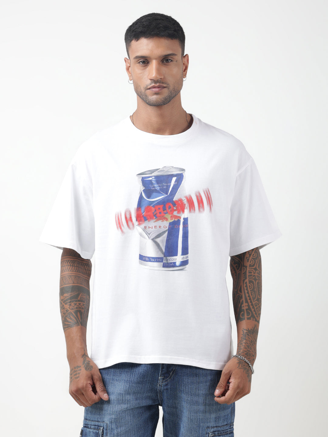 Men's Graphic Print White Oversized T-Shirt