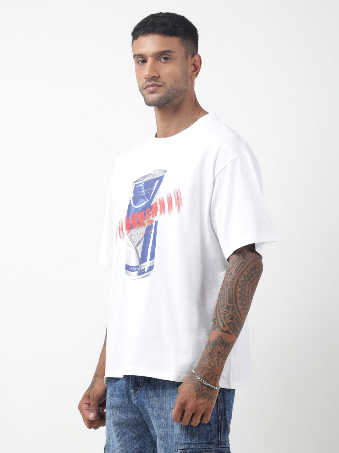 Men's Graphic Print White Oversized T-Shirt