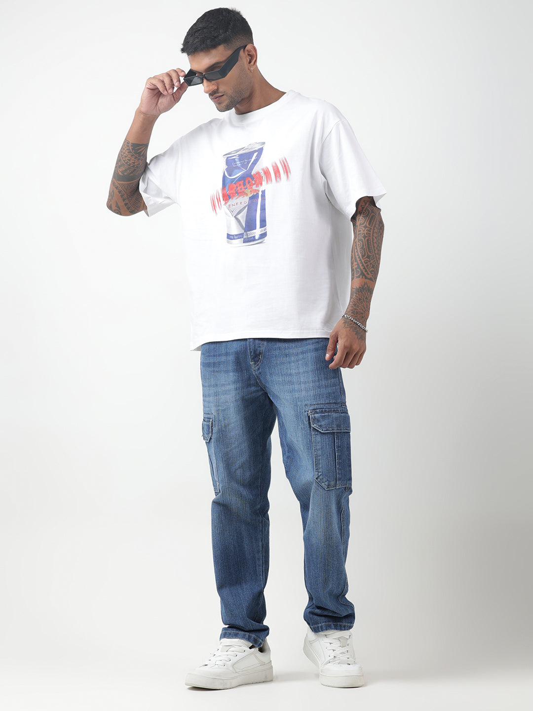 Men's Graphic Print White Oversized T-Shirt