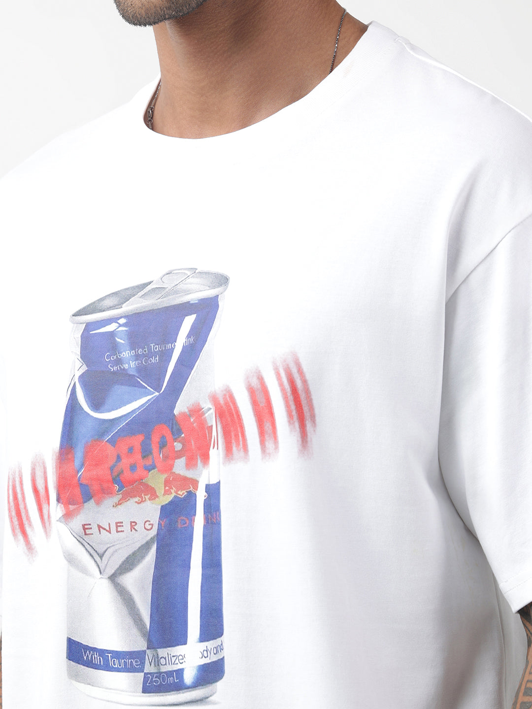 Men's Graphic Print White Oversized T-Shirt