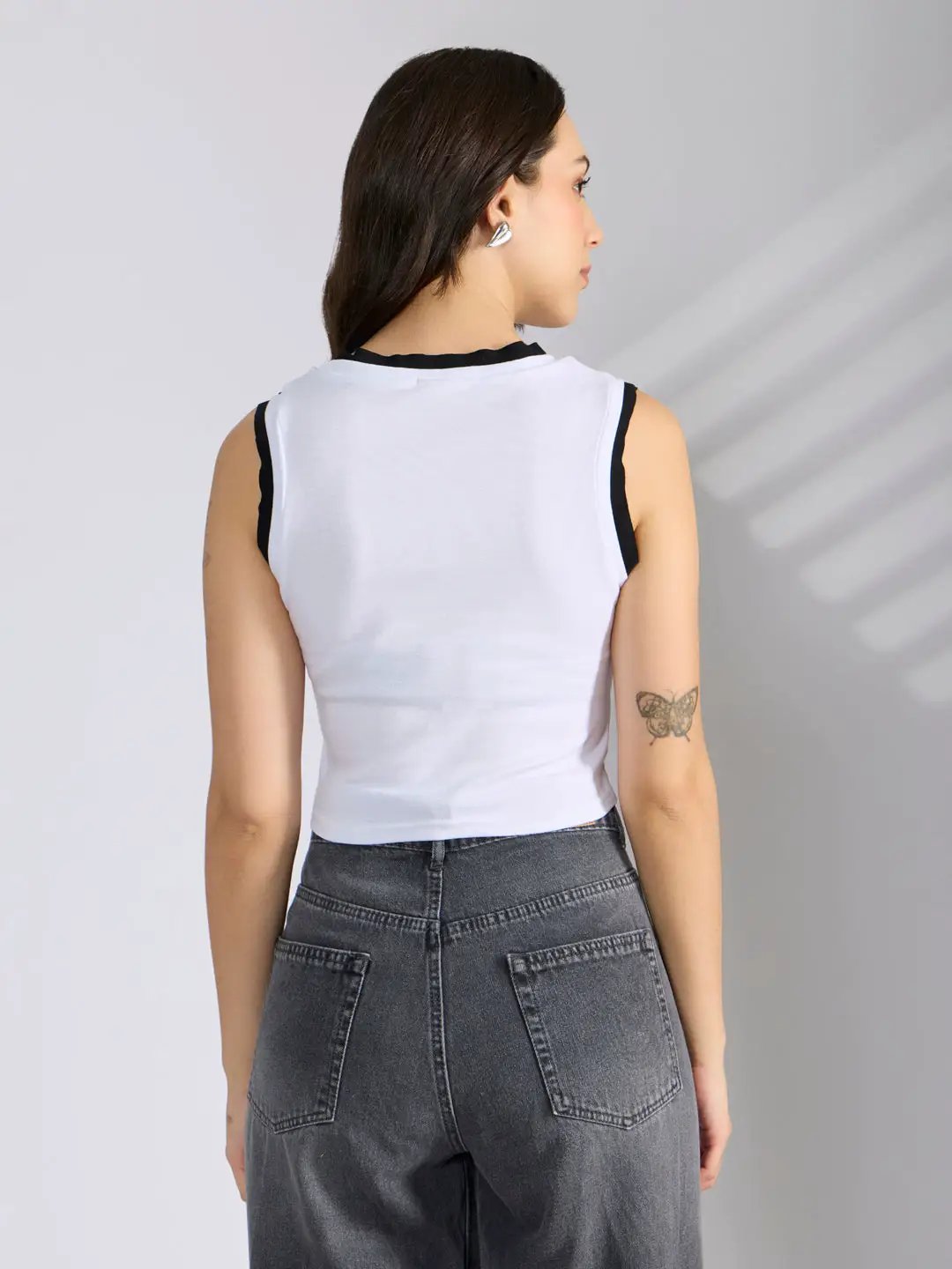 Buy Women's White Distressed Crop Tank Top | Showoffff