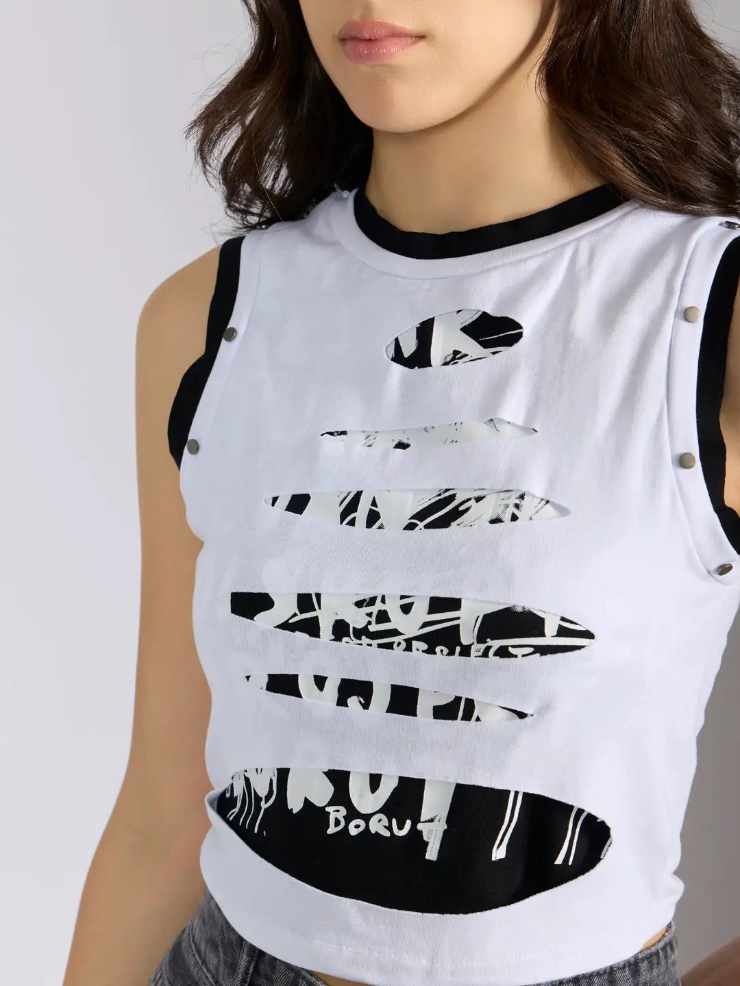 Buy Women's White Distressed Crop Tank Top | Showoffff