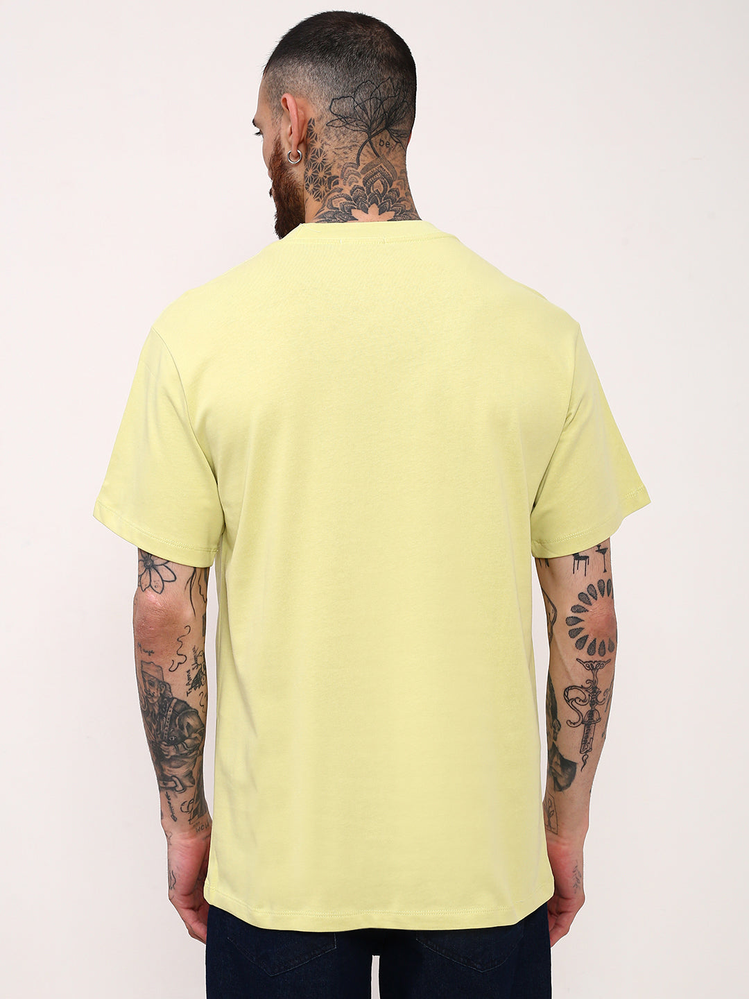 Men Yellow Solid T Shirt