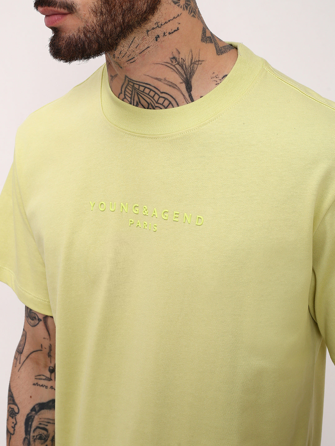 Men Yellow Solid T Shirt