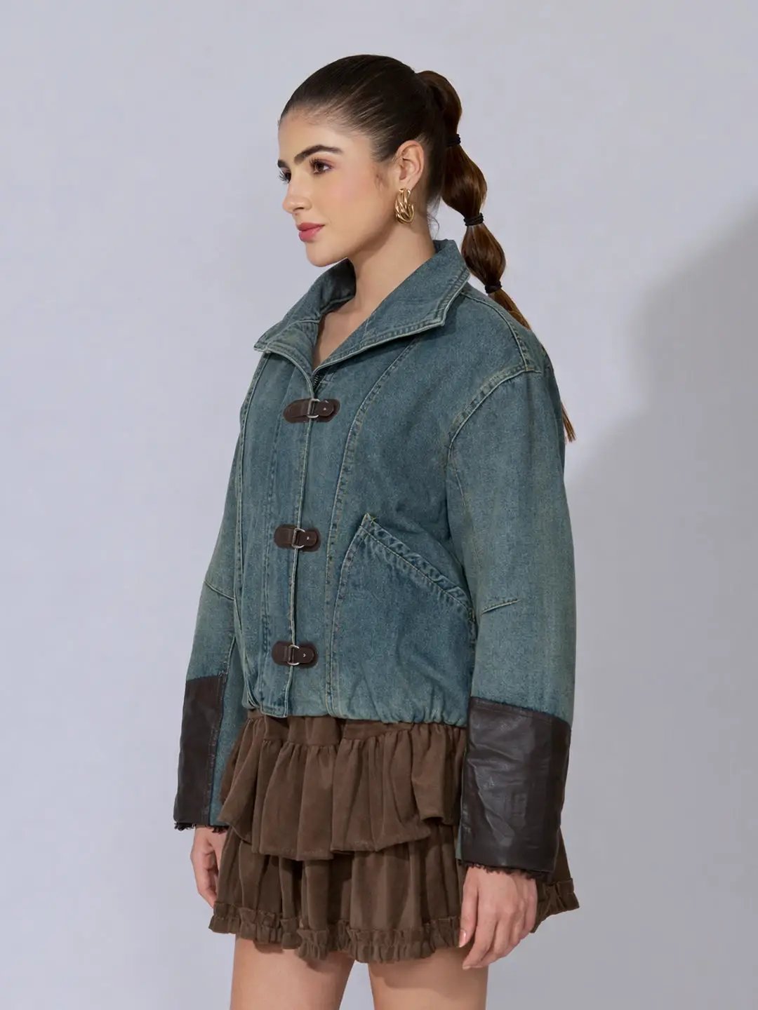 Women's Blue Denim Jacket with Toggle Closure - from SHOWOFFFF