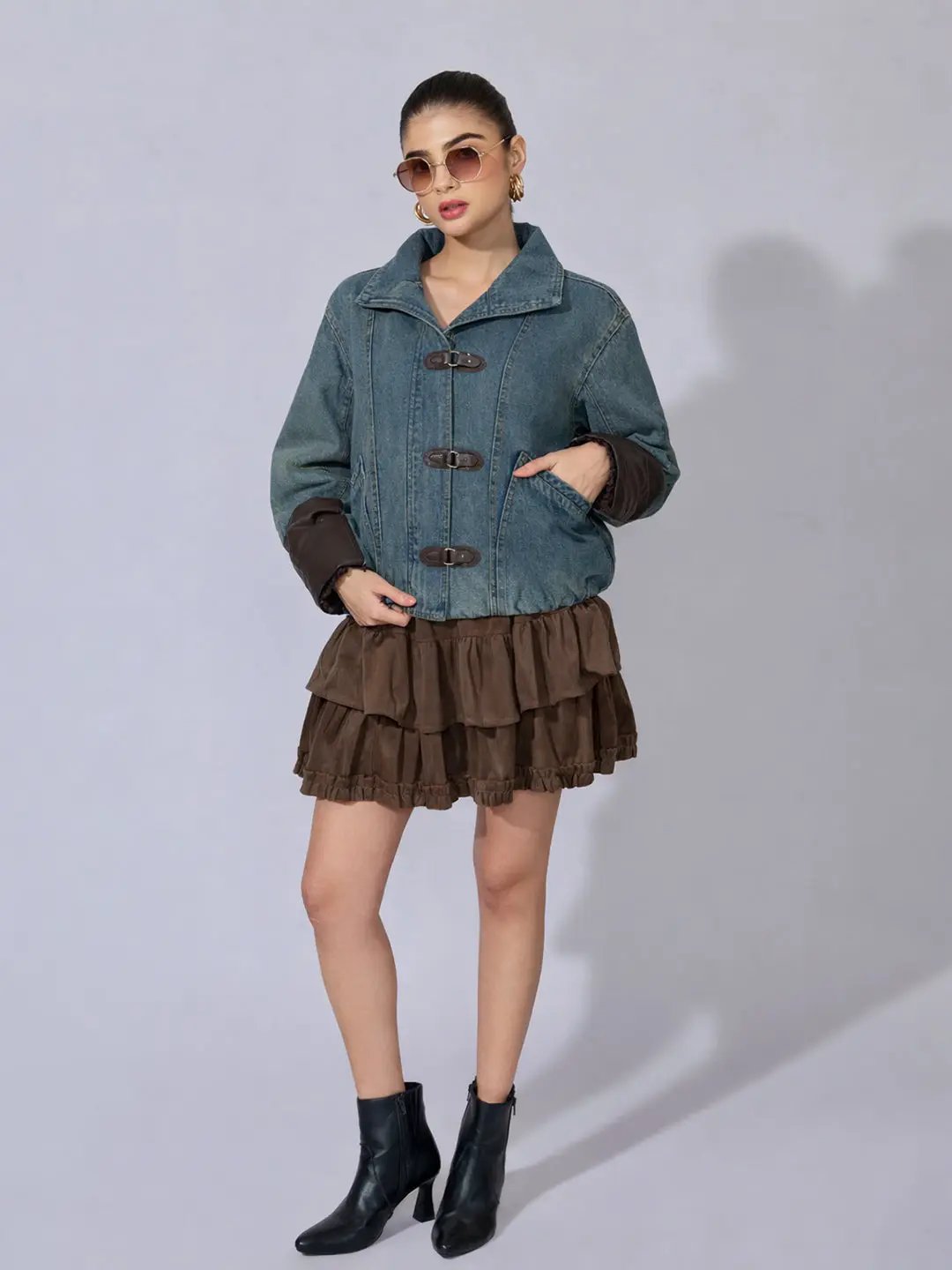 Women's Blue Denim Jacket with Toggle Closure - from SHOWOFFFF