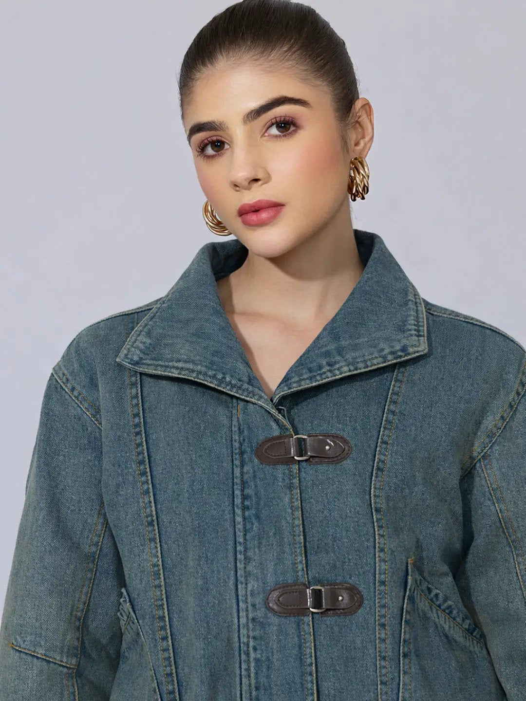 Women's Blue Denim Jacket with Toggle Closure - from SHOWOFFFF
