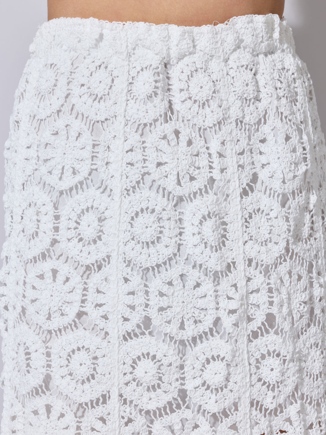 Women's White Crochet Maxi Skirt