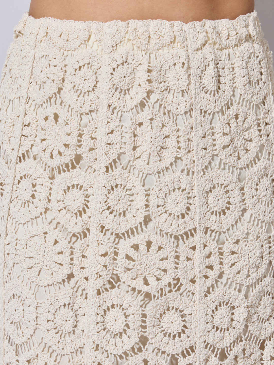 Women's Cream Crochet Maxi Skirt