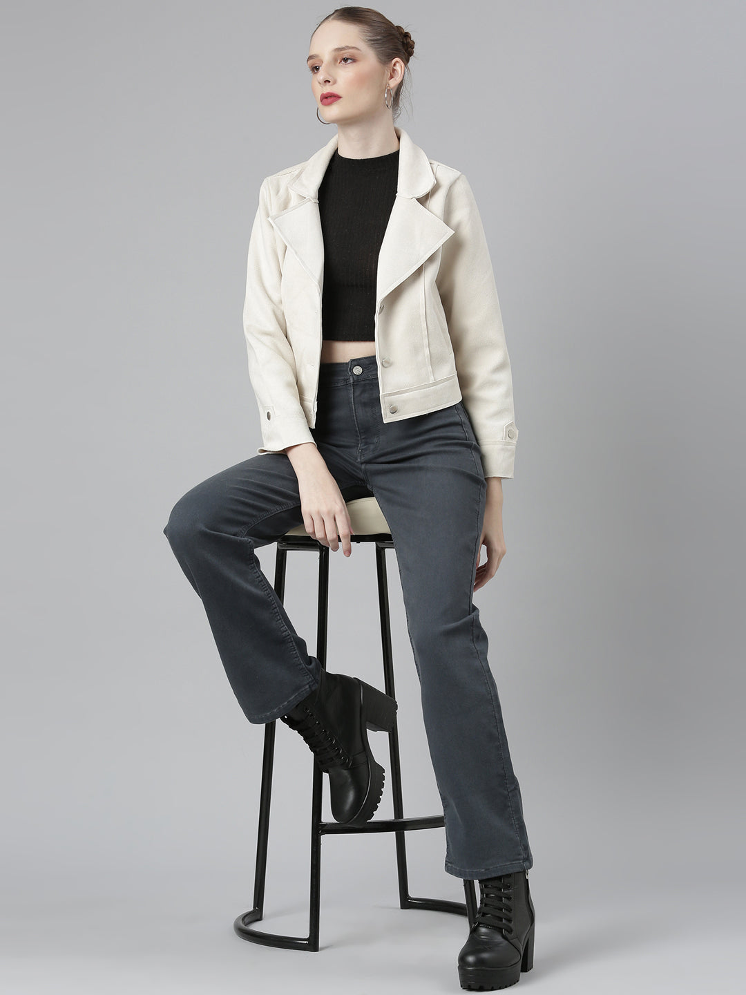 Women Cream Solid Tailored Jacket