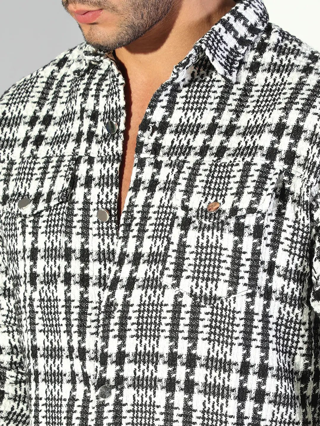 Men's Checked Black Shacket with Pockets - Uncategorized from SHOWOFFFF