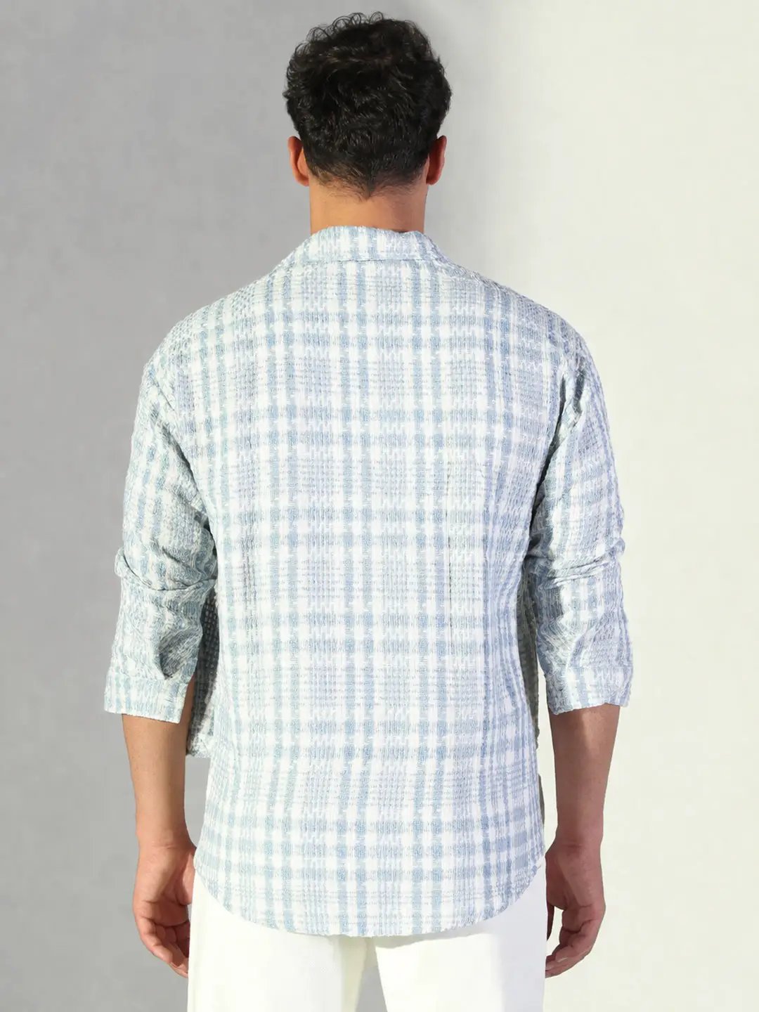 Men's Checked Blue Shacket with Pockets - Uncategorized from SHOWOFFFF