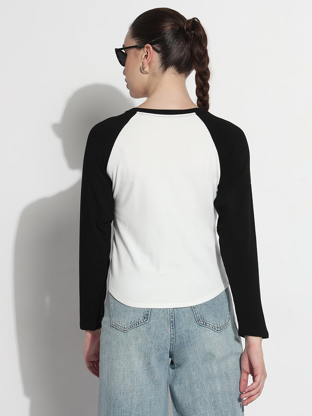 Women's Typography White Round Neck Top