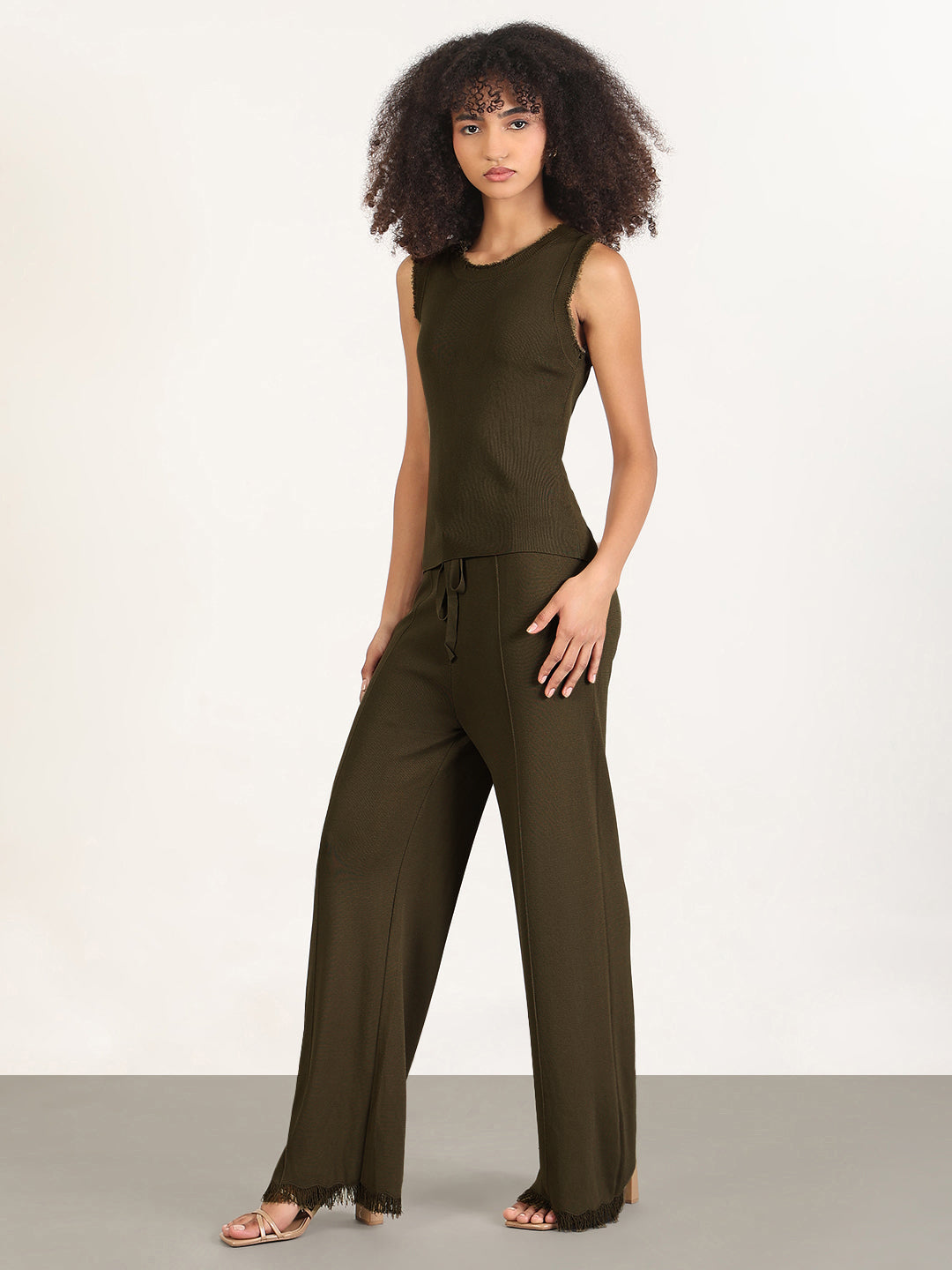 Women's Solid Olive Co-Ords Set