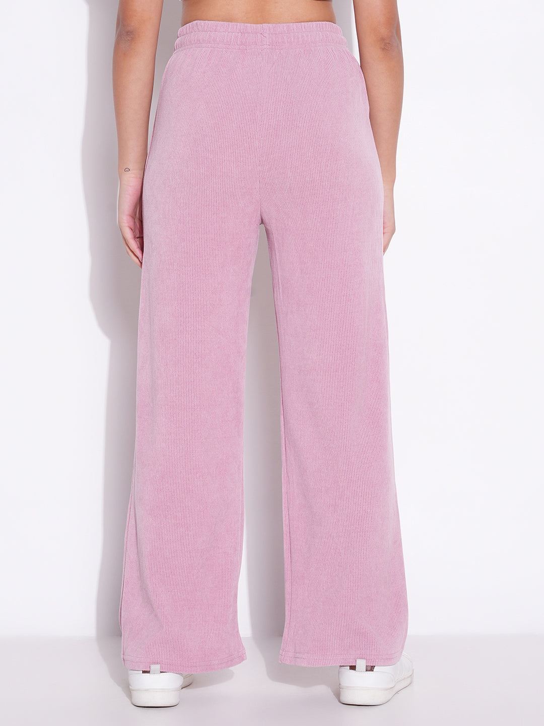 Women Pink Solid Parallel Trousers