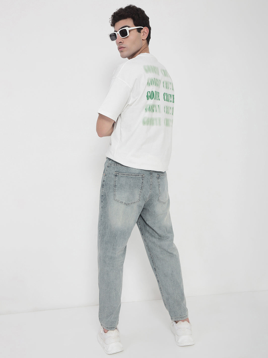 Men's Off White Oversized Typography T-Shirt