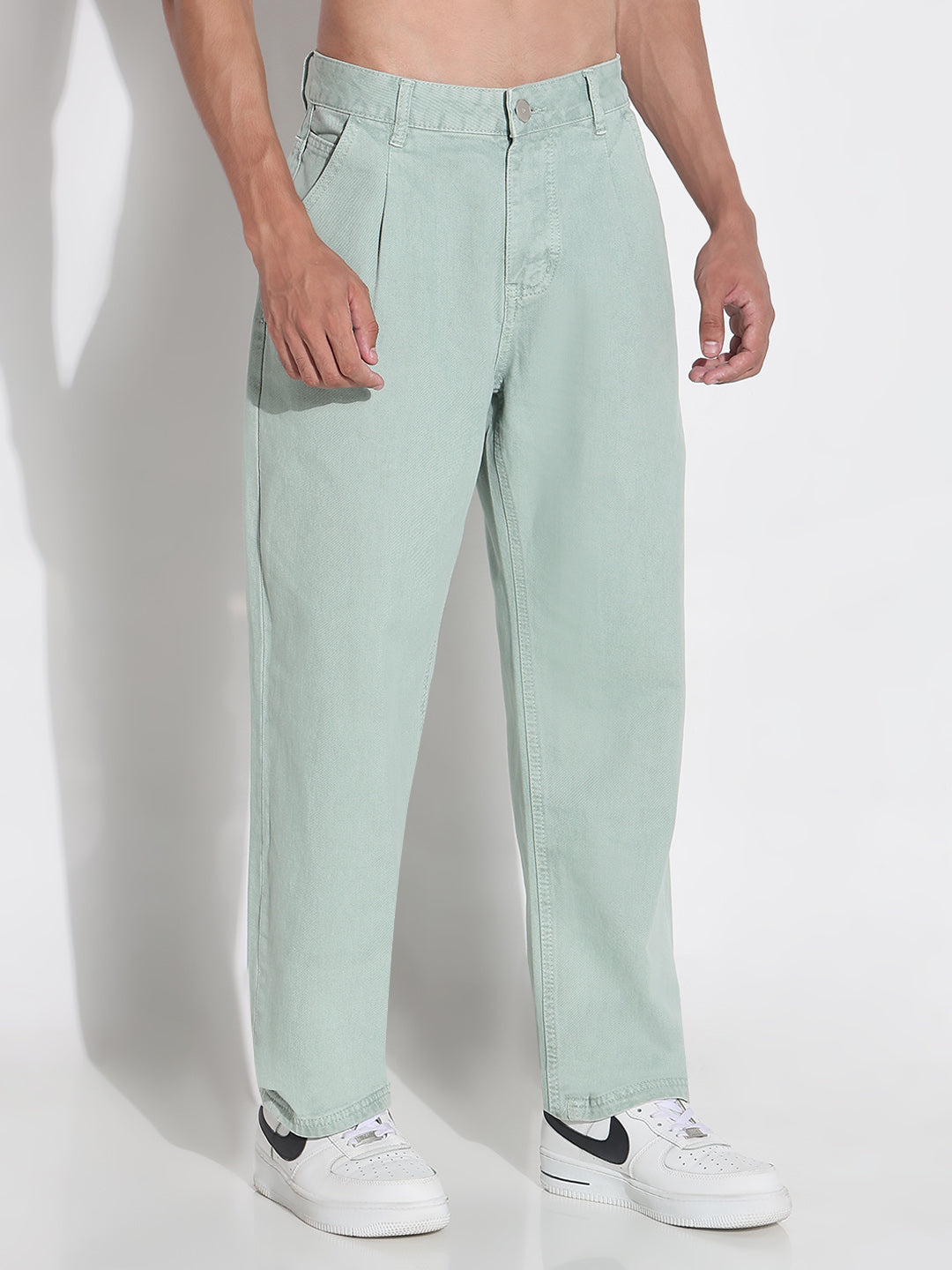 Men's Green Straight Fit Jeans