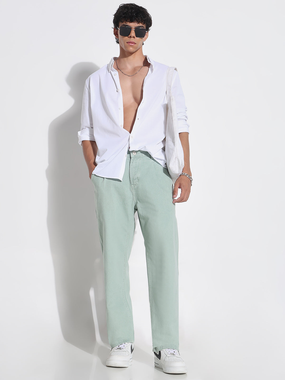 Men's Green Straight Fit Jeans