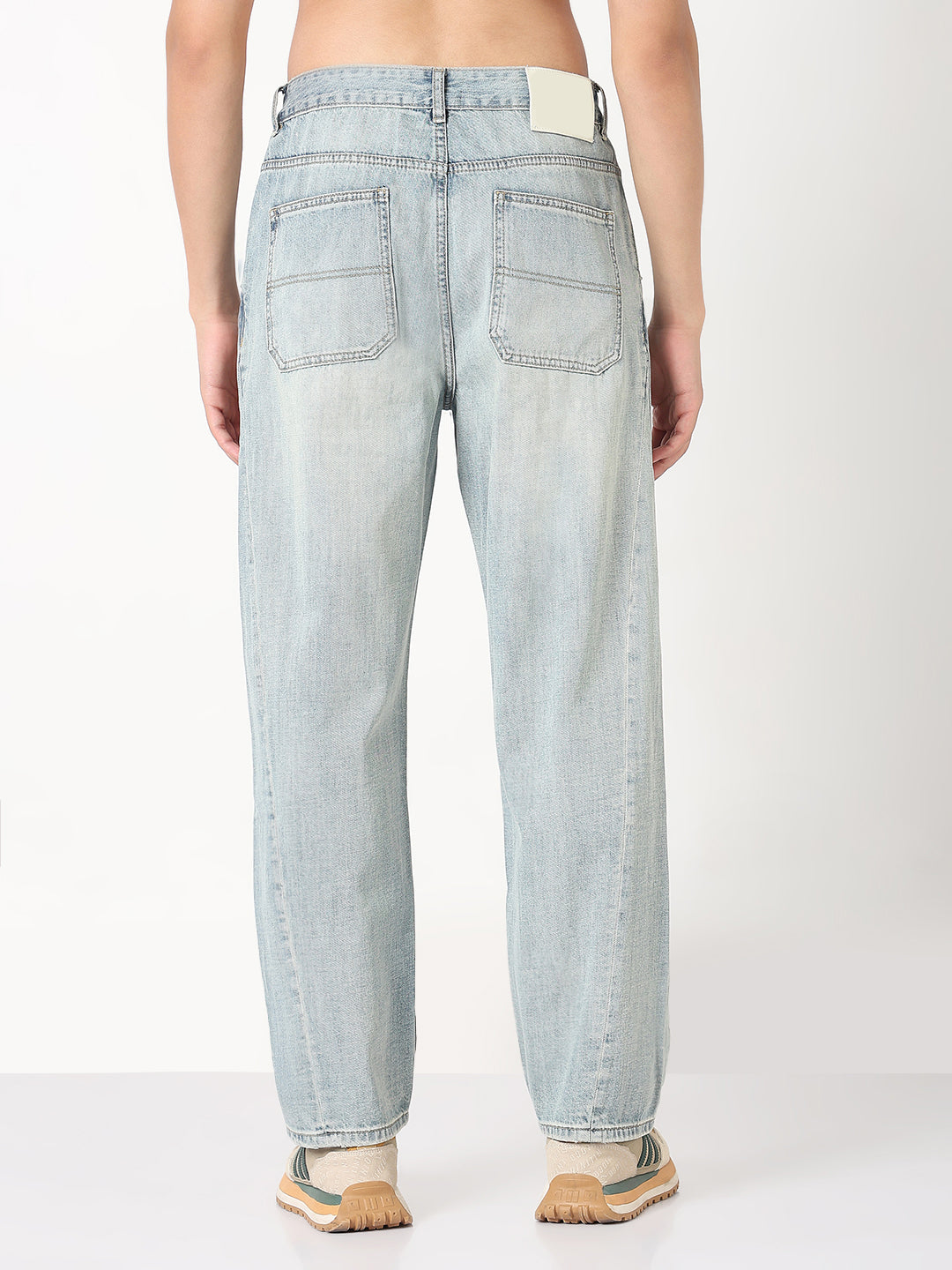 Men's Blue Washed Straight Fit Front Seam Jeans