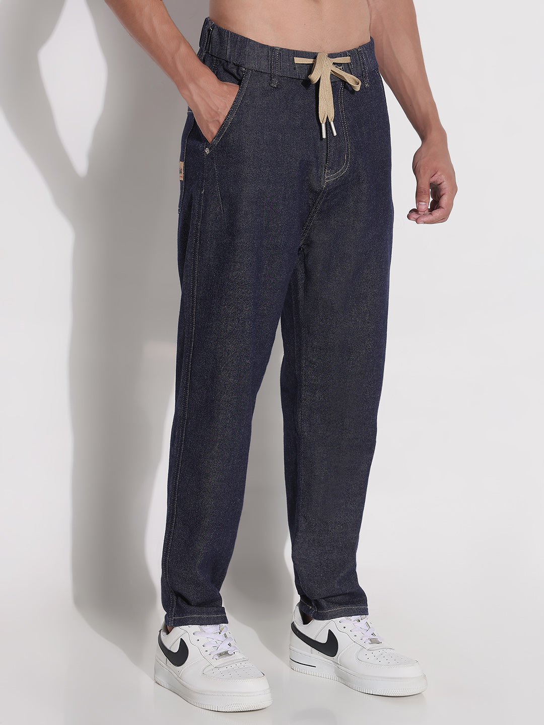 Men's Navy Blue Straight Fit Jeans