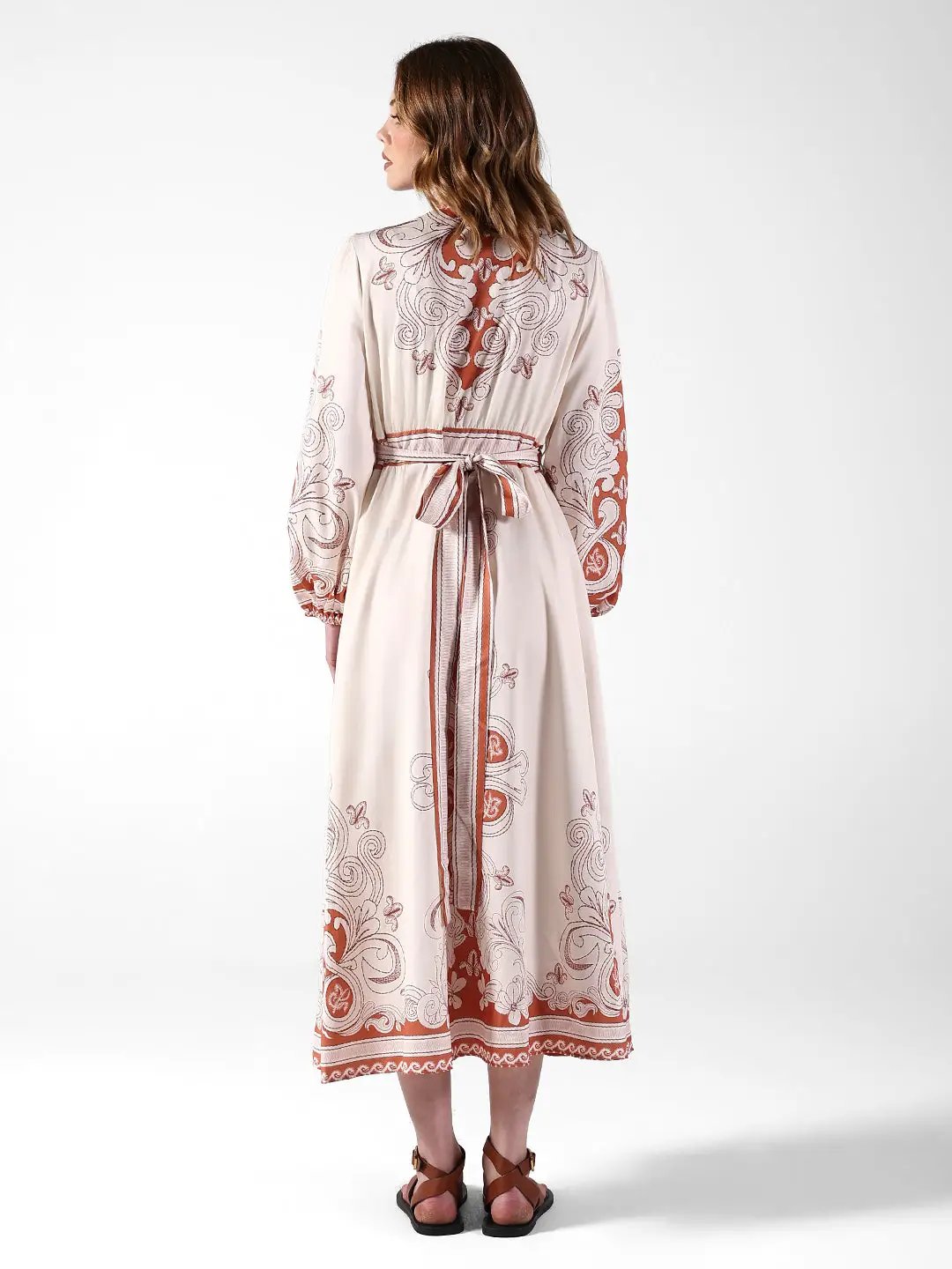 Women's Printed Cream Wrap Maxi Dress - from SHOWOFFFF