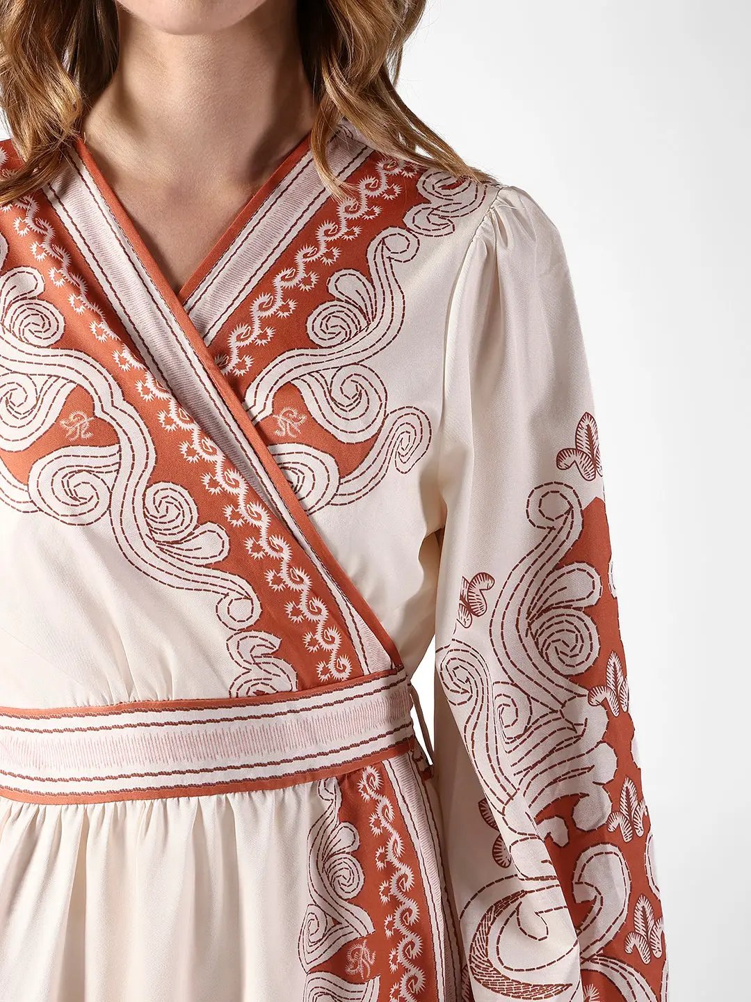 Women's Printed Cream Wrap Maxi Dress - from SHOWOFFFF