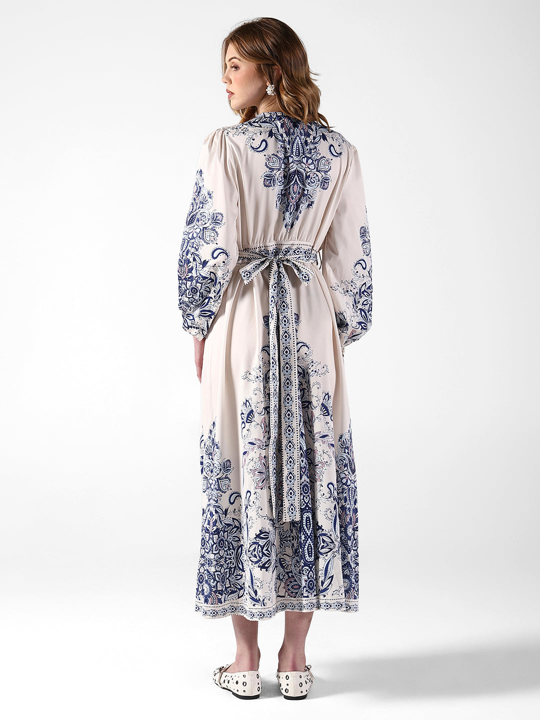 Women's Floral Off White Wrap Maxi Dress