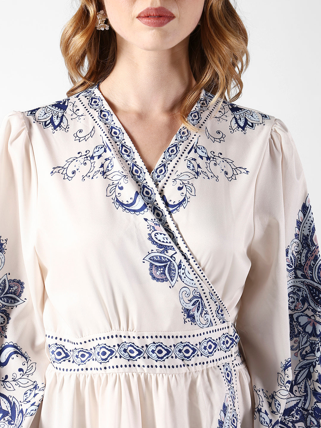 Women's Floral Off White Wrap Maxi Dress